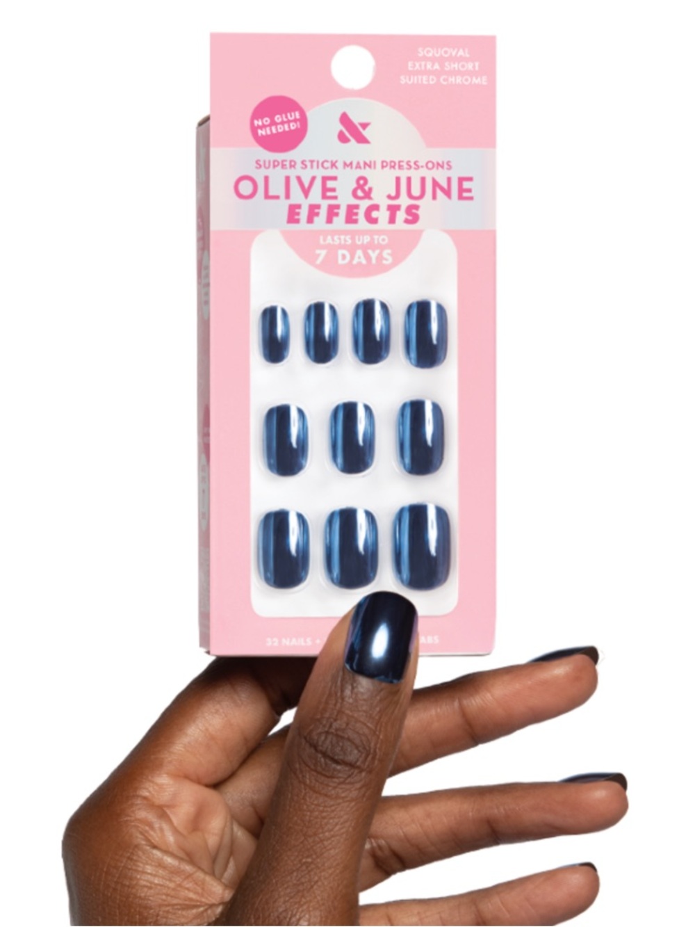 Olive and June Super Stick Mani Press On Nails in Suited Chrome
